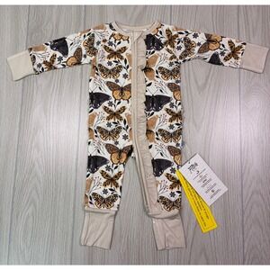 Fletch Baby Girls Butterfly Ruffle Footie Pajamas Sleepsuit 3-6M Bamboo Blend